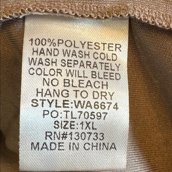 NWT Umgee + Velvet Tiered Shirt Dress Almond Color 1XL Long Sleeve Button Down - Picture 6 of 6